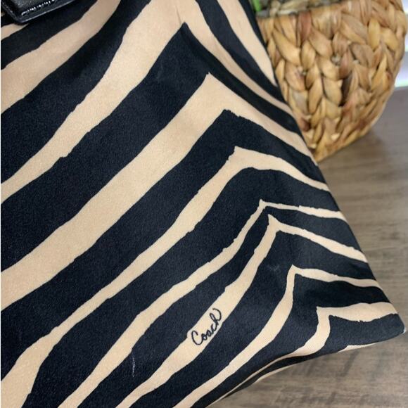 Coach y2k Devin Black and Tan Zebra Print Nylon Overnight Tote & Pouch - Picture 9 of 16